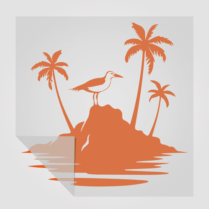 Aufkleber Insel mit Möwe in Sonderfarben | Sticker für Campingfahrzeuge und mehr