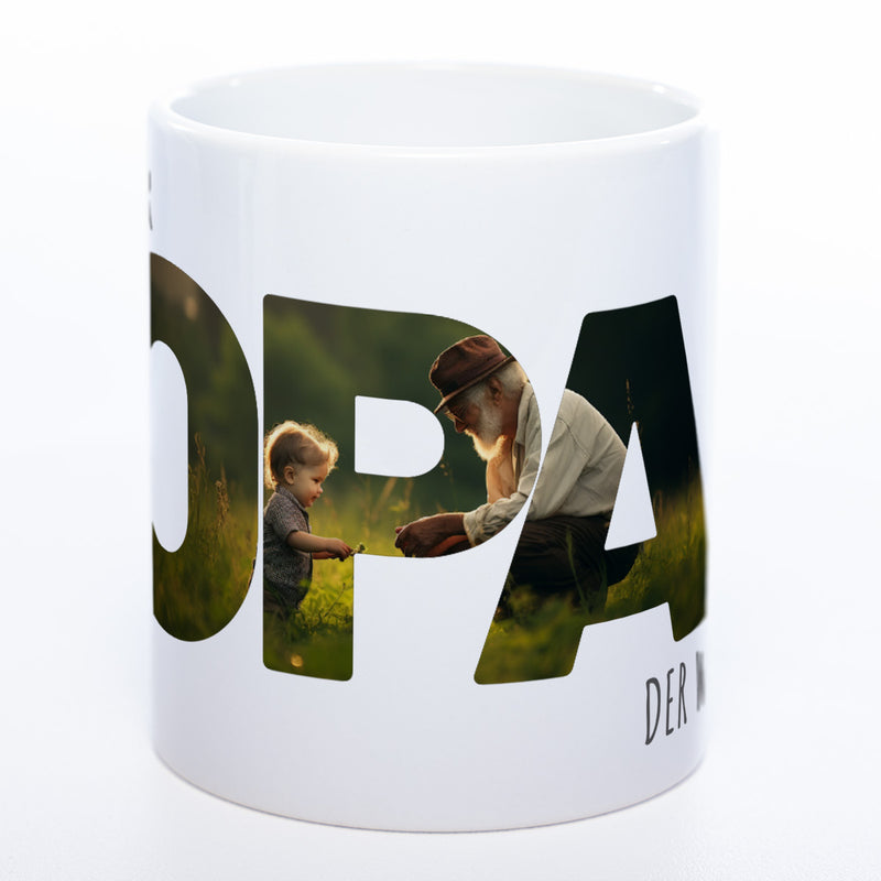 Tasse "Bester Opa der Welt" mit eigenen Fotos | Garantiert spülmaschinenfest