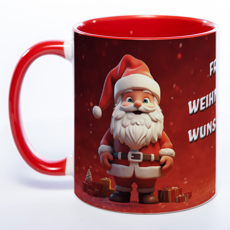 Weihnachtsmann-Tasse mit Wunschnamen - spülmaschinenfest