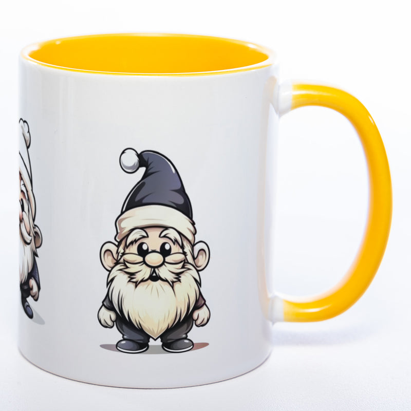 süßes Wichtelgeschenk, tolle Geschenkidee: Kaffeetasse mit Weihnachts Wichteln in der Farbe gelb