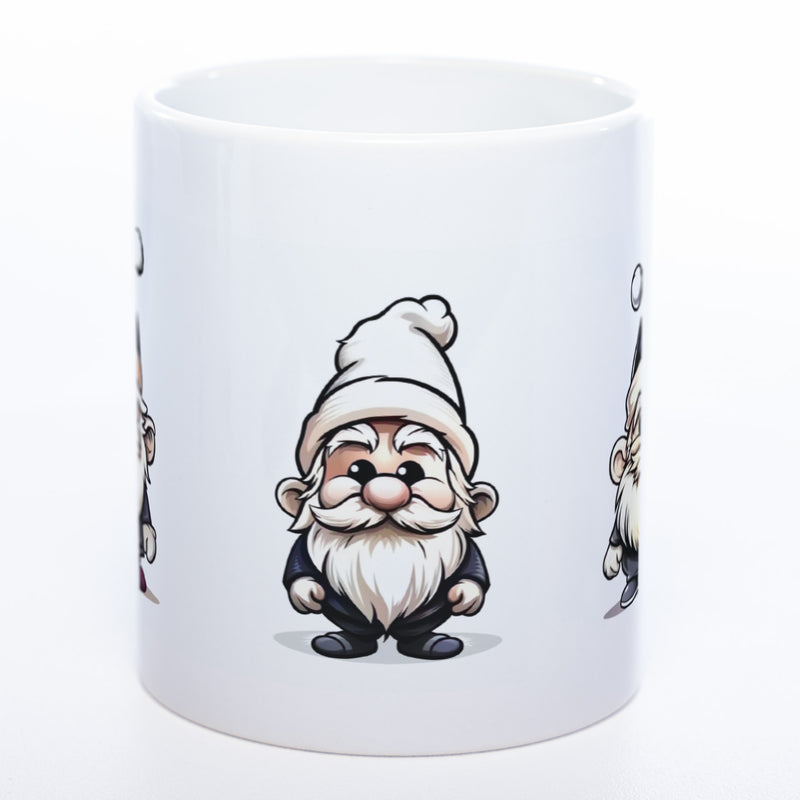 süßes Wichtelgeschenk, tolle Geschenkidee: Kaffeetasse mit Weihnachts Wichteln in der Farbe weiß