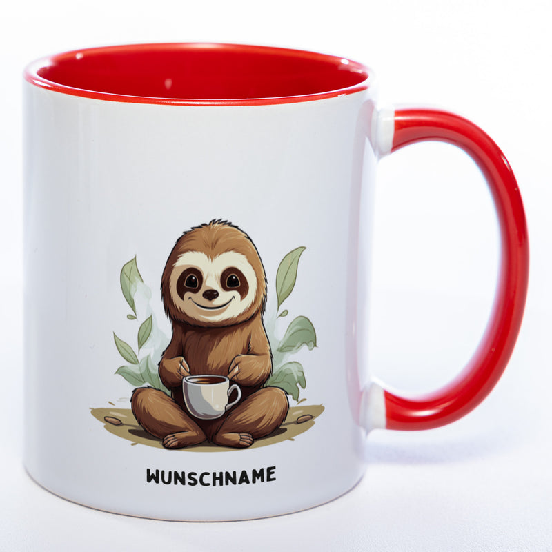 Motiv-Tasse  Yogafaultier mit Wunschnamen - Teetasse StickyWorld Exclusive - spülmaschinenfest