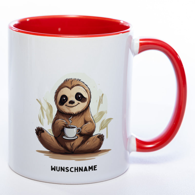 Motiv-Tasse  Yogafaultier 3 mit Wunschnamen - Teetasse StickyWorld Exclusive spülmaschinenfest