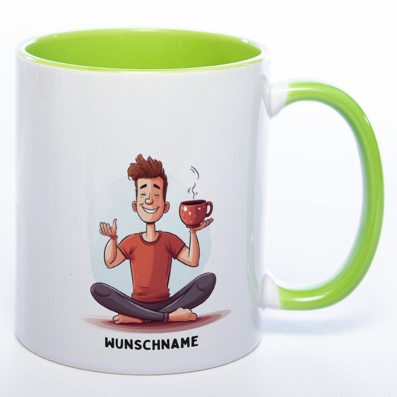 Motiv-Tasse Yoga Tee-Meditator  mit Wunschnamen - Teetasse StickyWorld Exclusive spüülmaschinenfest