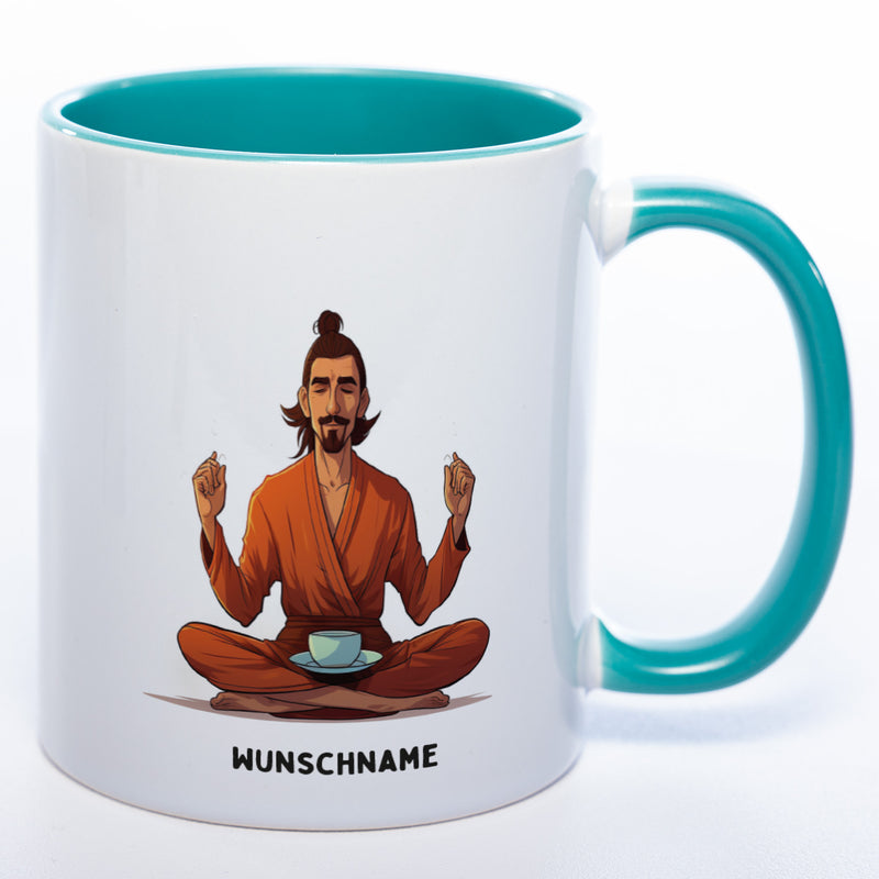 Motiv-Tasse  Yogamann  mit Wunschnamen - Teetasse StickyWorld Exclusive spülmaschinenfest