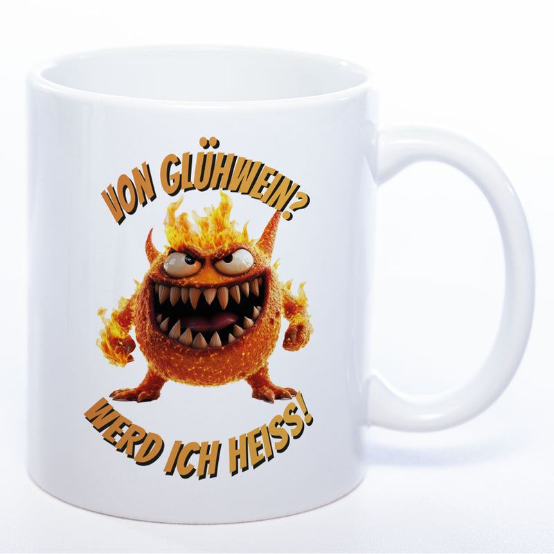 Weihnachtstasse Flammen-Monster – Von Glühwein? Werd ich heiß!