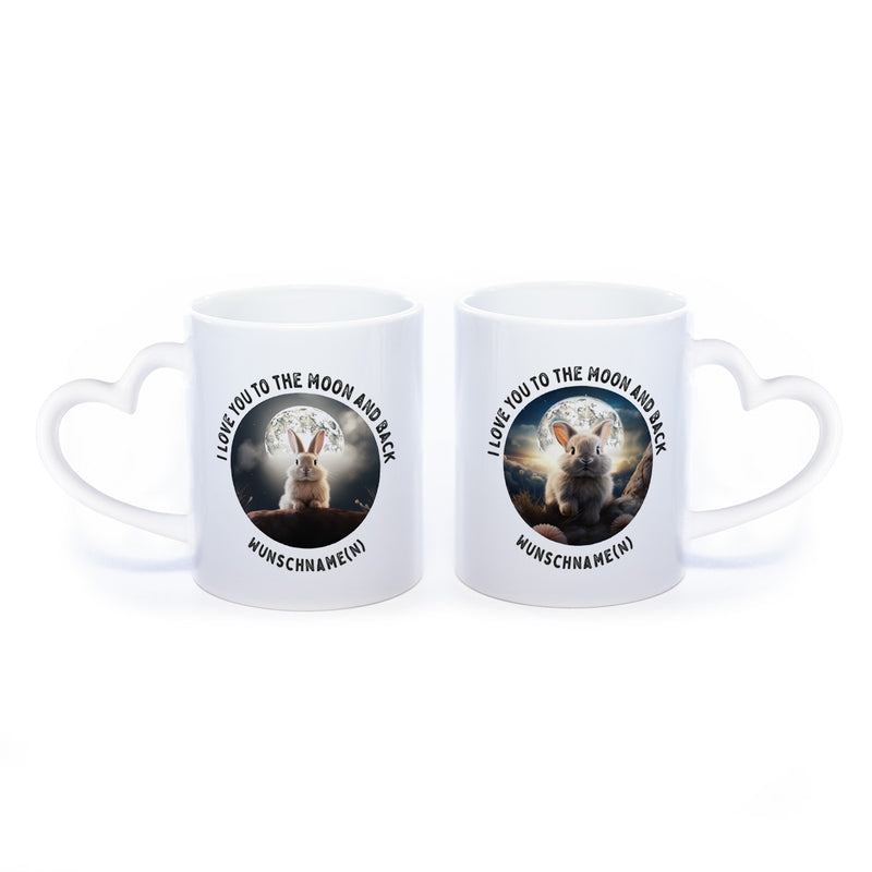 Motiv-Tasse mit Spruch "I love you to the moon and back" mit Name(n) spülmaschinenfest