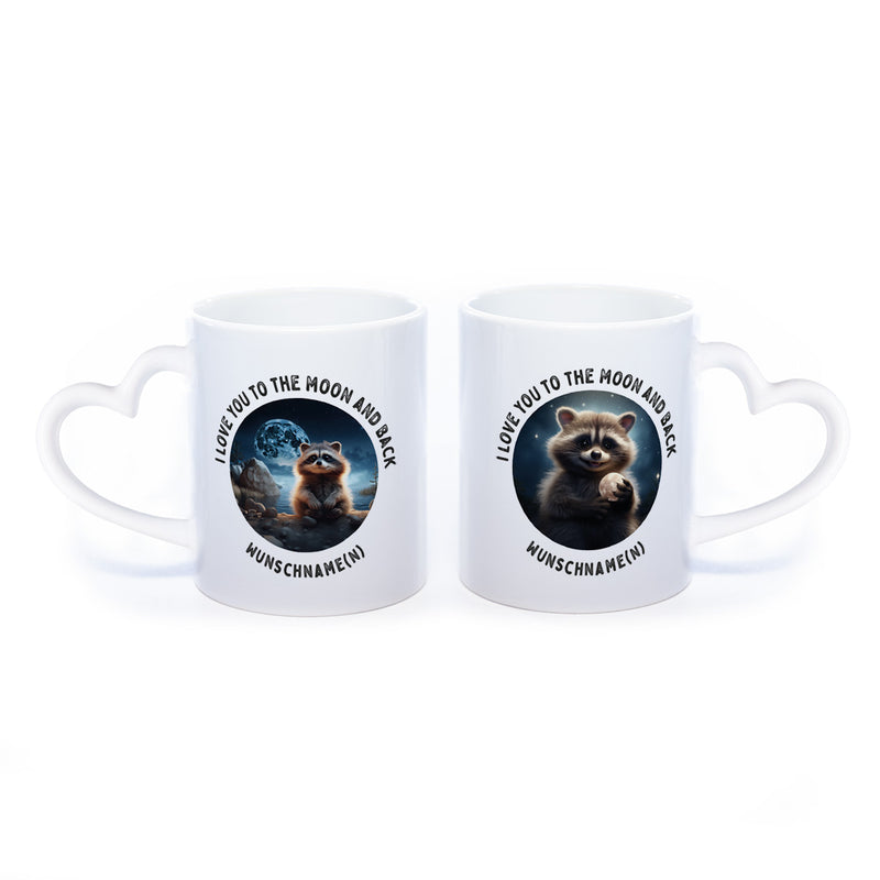 Motiv-Tasse mit Spruch "I love you to the moon and back" mit Name(n) spülmaschinenfest