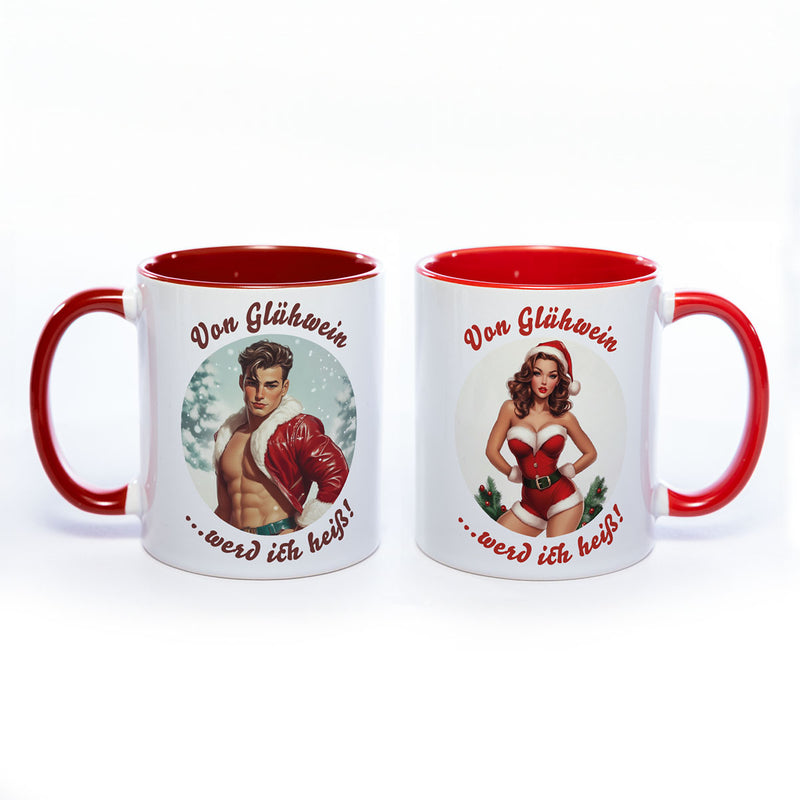 Retro-Weihnachtstasse - Von Glühwein? Werd ich heiß!