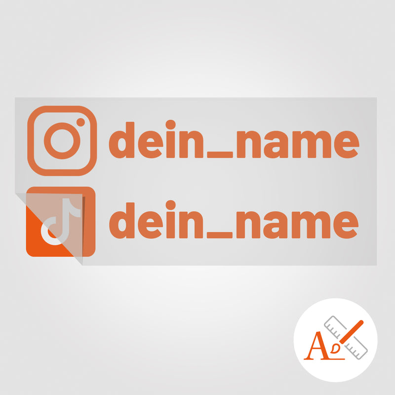 Doppelter Social Media Sticker mit Deinem Namen
