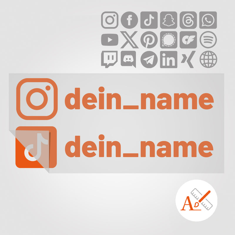 Doppelter Social Media Sticker mit Deinem Namen
