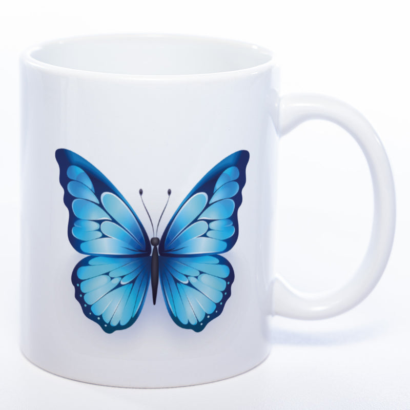 Spülmaschinenfeste Tasse mit blauem Schmetterling Motiv 2 - Kaffeetasse