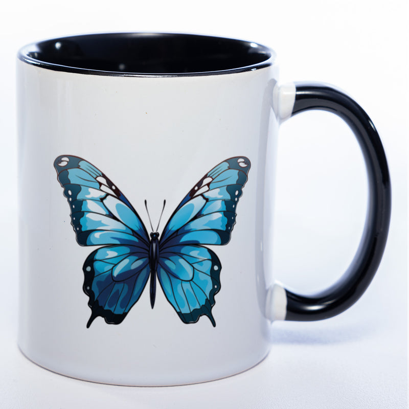 Spülmaschinenfeste Tasse mit blauem Schmetterling Motiv 3 - Kaffeetasse