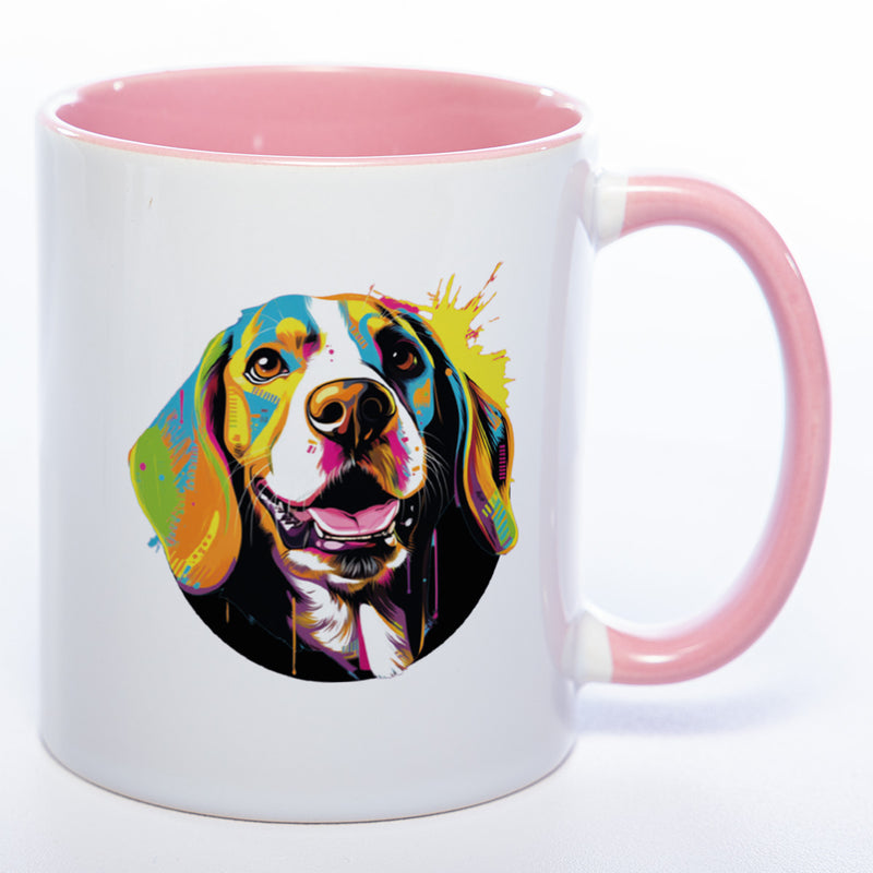 Hundetasse Beagle 3 mit Wunschname in pink