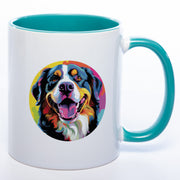 Hundetasse Bernersennenhund 1 mit Wunschname in petrol