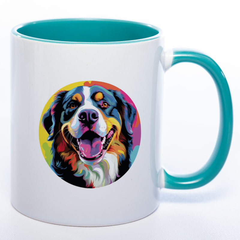 Hundetasse Bernersennenhund 1 mit Wunschname in petrol