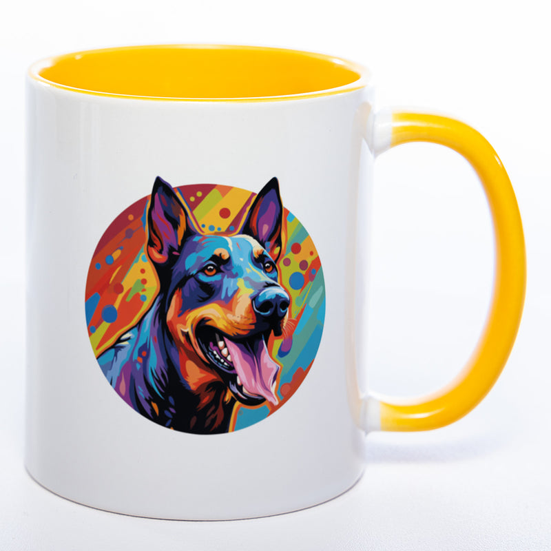 Mug Art Tasse mit Dobermann Motiv 2 wahlweise mit NAME - Kaffeetasse StickyWorld Exclusive