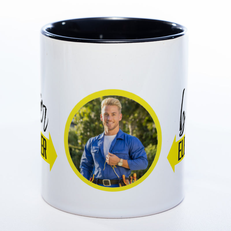 Spülmaschinenfeste Tasse "Bester Elektriker" mit Foto (HD Druck) | Jetzt selbst gestalten!