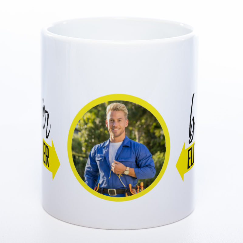 Spülmaschinenfeste Tasse "Bester Elektriker" mit Foto (HD Druck) | Jetzt selbst gestalten!