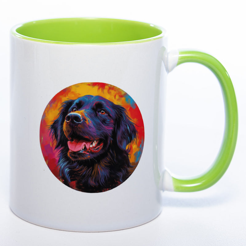 Mug Art Tasse mit Flat coated Retriever & wahlweise mit NAMEN  - Kaffeetasse StickyWorld Exclusive