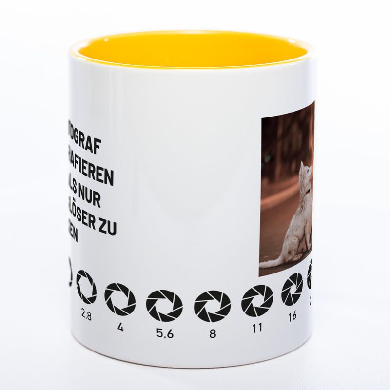 Spülmaschinenfeste Tasse "Fotograf" mit Foto (HD Druck) | Jetzt selbst gestalten!