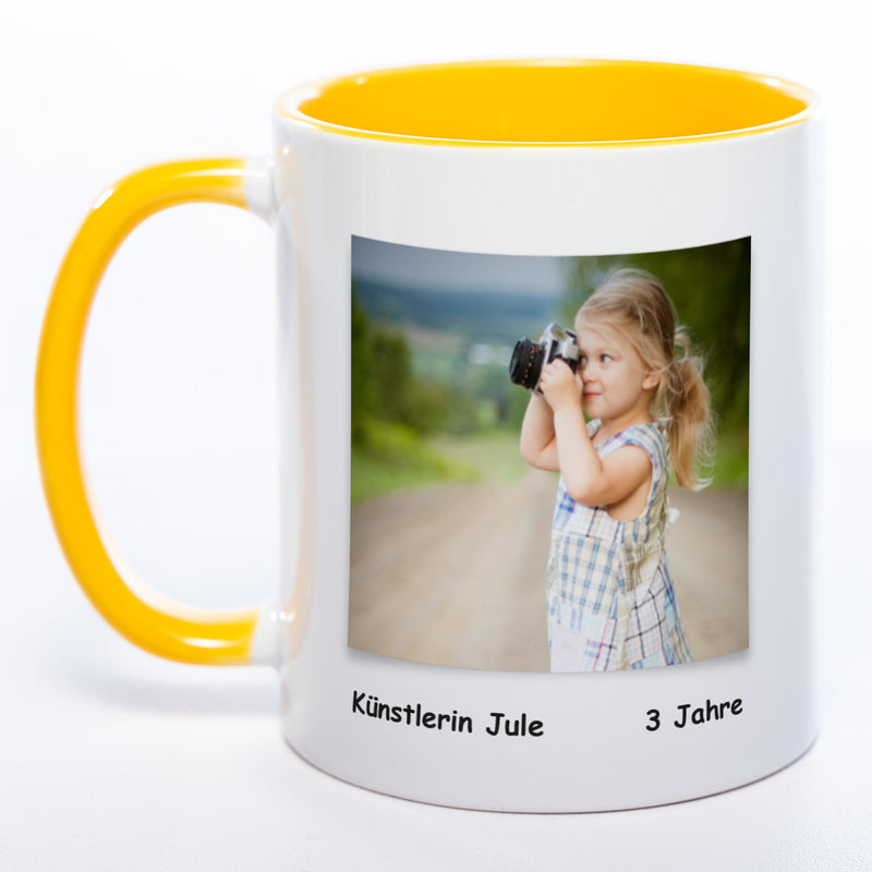 Kinder-Gemälde-Tasse mit Foto + Name (HD Druck) spülmaschinenfest | Jetzt selbst gestalten!