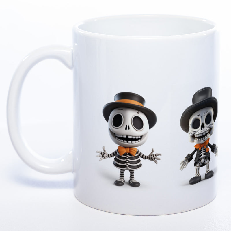 Tasse mit süßen Skelettons - exclusive Kaffeetasse - spülmaschinenfest