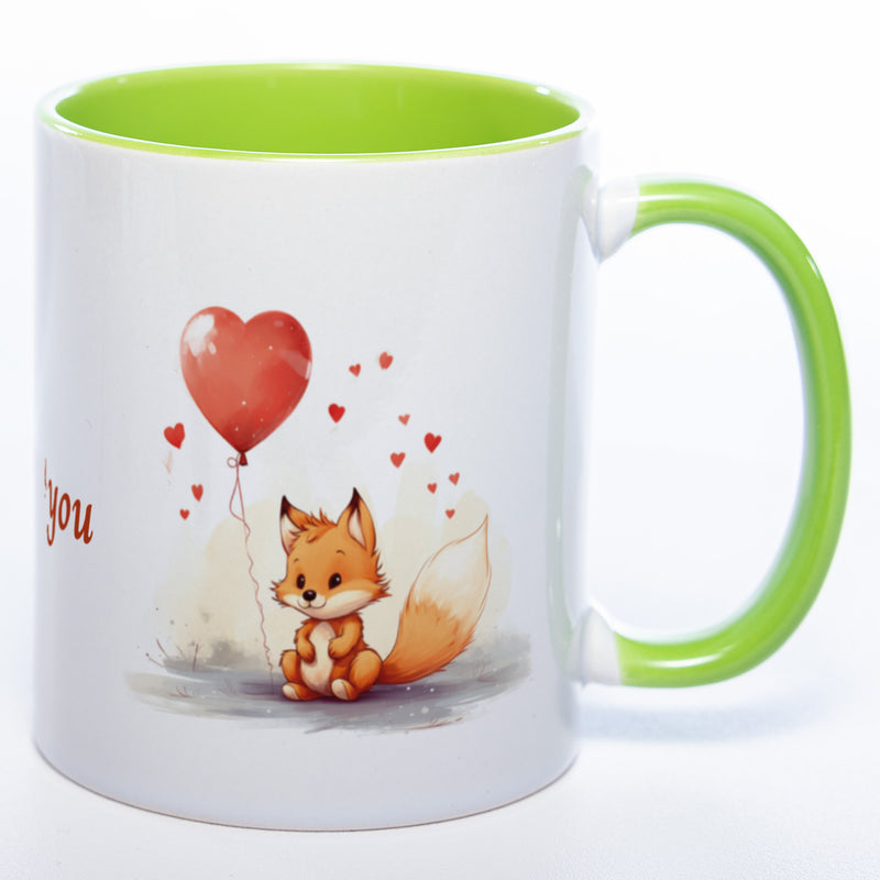 Spülmaschinenfeste Motiv-Tasse mit Spruch "I fox you" - süße Kaffeetasse in vielen Farben