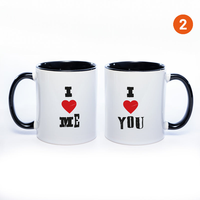 Motiv - Tasse mit Sprüchen "I LOVE ME" & "I LOVE YOU" spülmaschinenfest