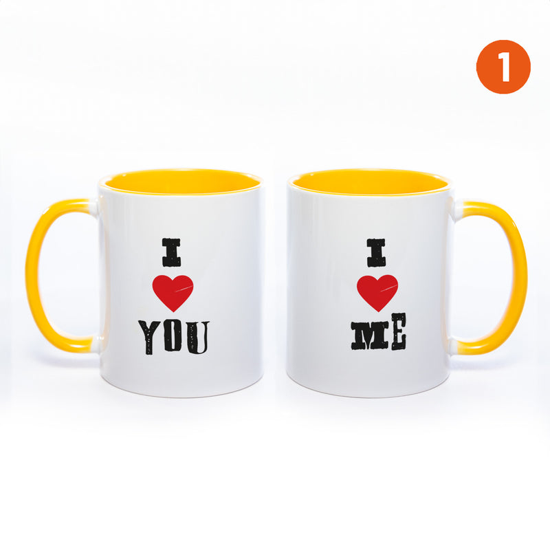Motiv - Tasse mit Sprüchen "I LOVE ME" & "I LOVE YOU" spülmaschinenfest