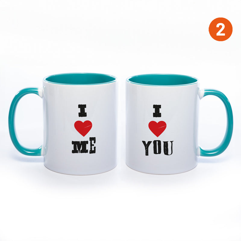 Motiv - Tasse mit Sprüchen "I LOVE ME" & "I LOVE YOU" spülmaschinenfest
