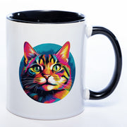 schwarze Tasse mit Katze
