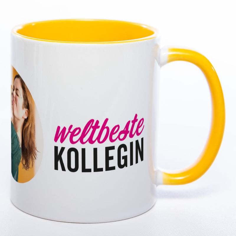 Spülmaschinenfeste Tasse "Weltbeste Kollegin" mit Foto (HD Druck) | Jetzt selbst gestalten!