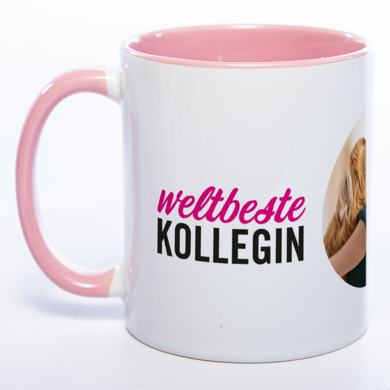 Spülmaschinenfeste Tasse "Weltbeste Kollegin" mit Foto (HD Druck) | Jetzt selbst gestalten!