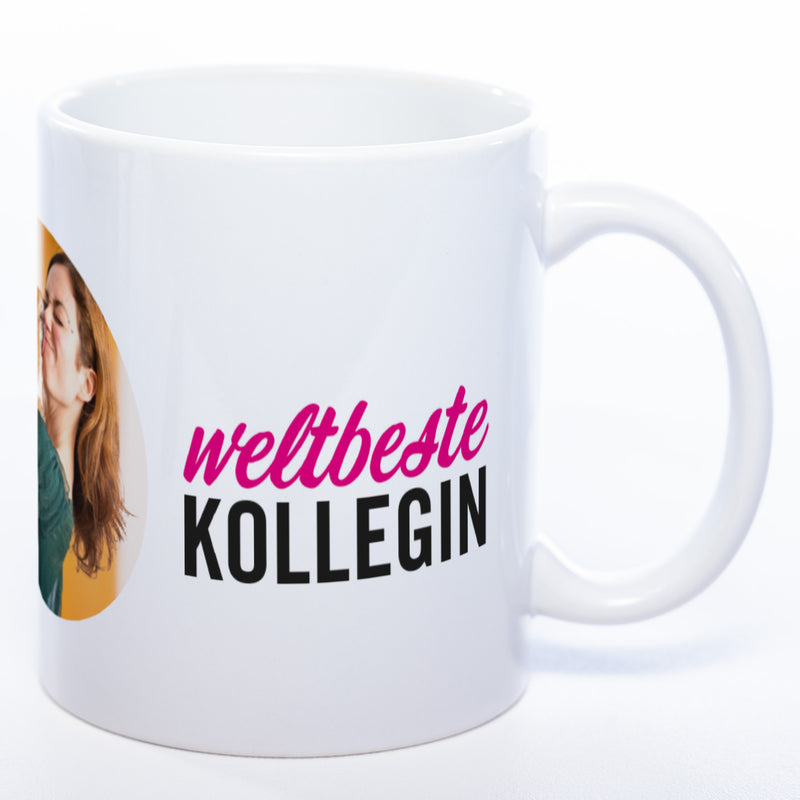 Spülmaschinenfeste Tasse "Weltbeste Kollegin" mit Foto (HD Druck) | Jetzt selbst gestalten!