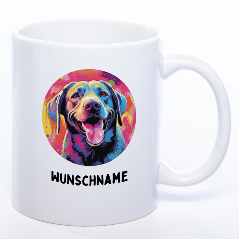 Tasse  mit Name Labradormotiv weiß