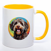 Tasse auf Wunsch mit Namen und  Lagotto Romagnolo-Motiv  gelb