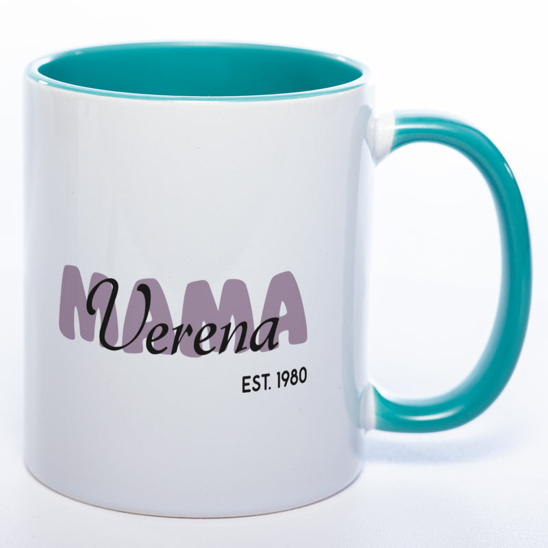 Tasse "MAMA" mit Namen und Geburtsjahr - Tolle Geschenkidee zu Muttertag spülmaschinenfest