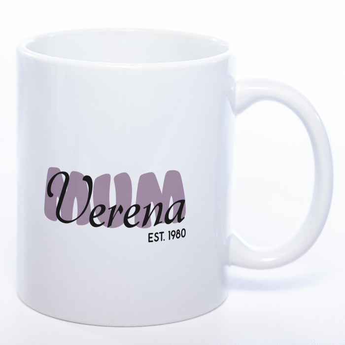 Tasse "MUM" mit Namen und Geburtsjahr - Tolle Geschenkidee zu Muttertag spülmaschinenfest