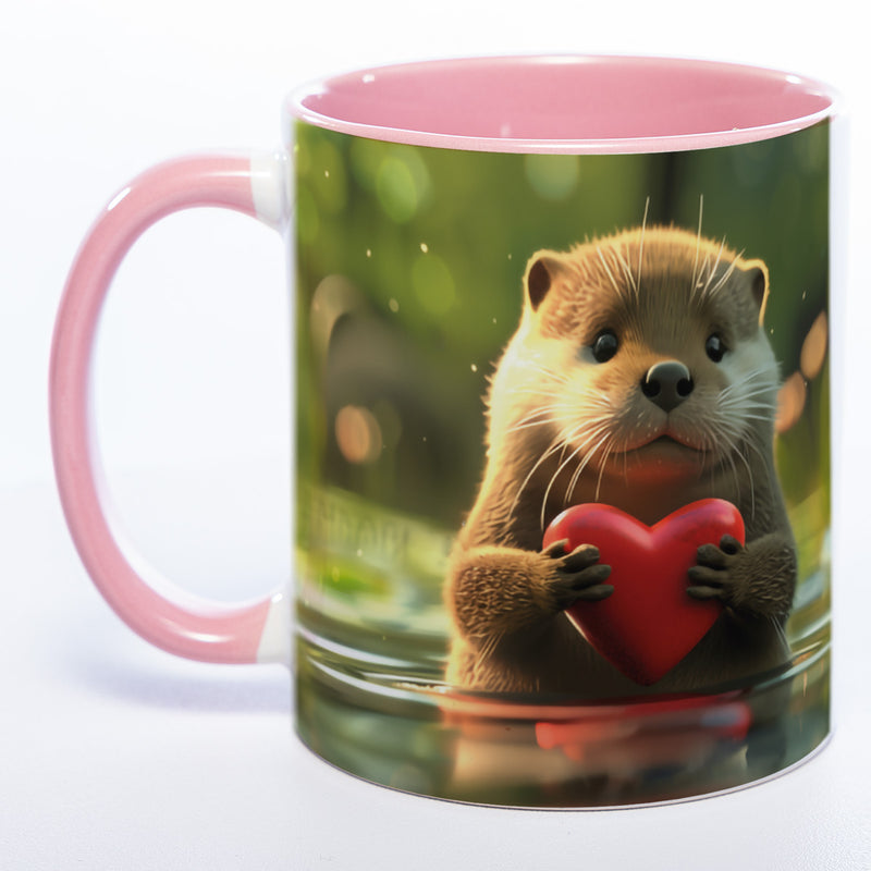 Spülmaschinenfeste Motiv-Tasse mit Otter Motiv 3 und 2 Liebessprüchen zur Auswahl - süße Kaffeetasse