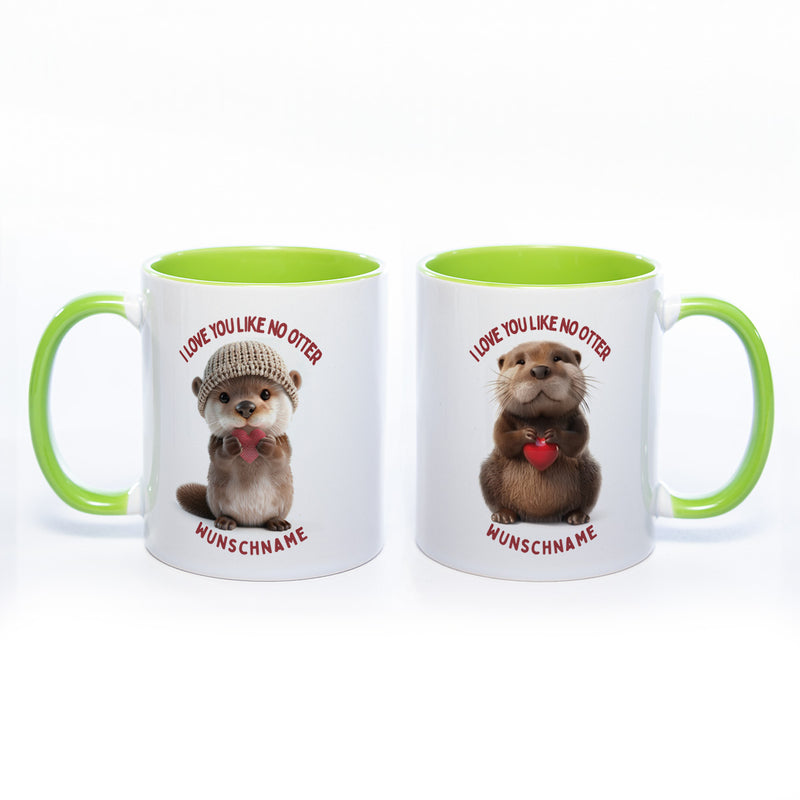 Spülmaschinenfeste Motiv-Tasse mit Otter Motiv 4 und 2 Liebessprüchen zur Auswahl - süße Kaffeetasse