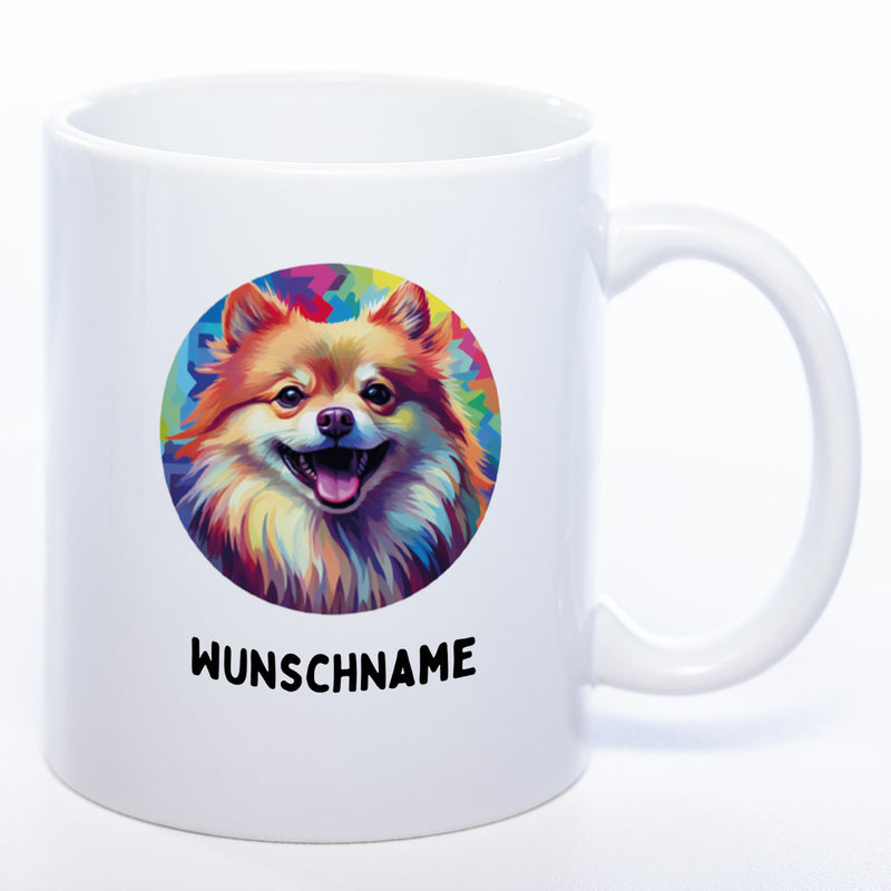 Mug Art Tasse mit Pomeranian Zwergspitz Motiv & wahlweise mit NAME - Kaffeetasse StickyWorld Exclusive
