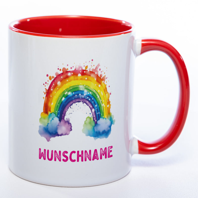 Mug Art Tasse Regenbogen Motiv 4 mit Wunschname  - Kaffeetasse StickyWorld Exclusive