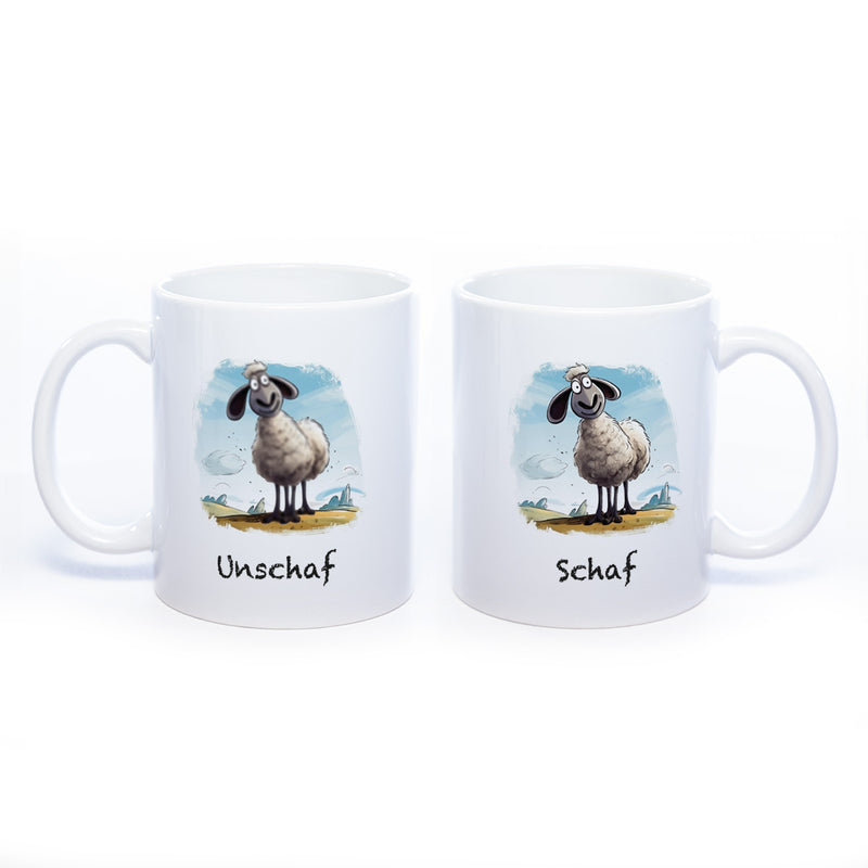 Lustige Motiv - Tasse Schaf Unschaf  - spülmaschinenfest