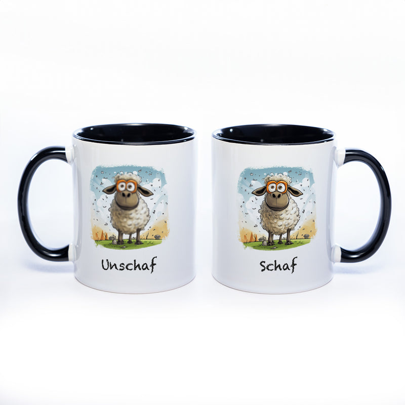 Lustige Motiv - Tasse Schaf Unschaf  - spülmaschinenfest