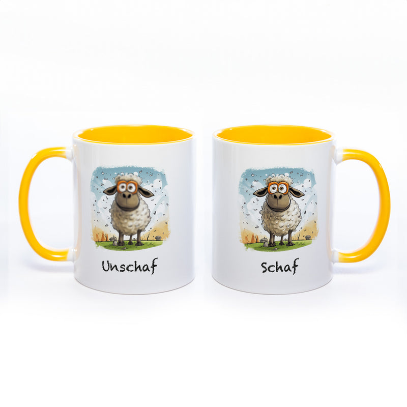Lustige Motiv - Tasse Schaf Unschaf  - spülmaschinenfest
