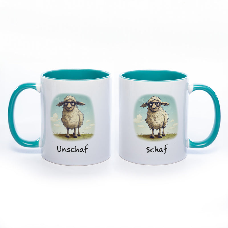 Lustige Motiv - Tasse Schaf Unschaf  - spülmaschinenfest
