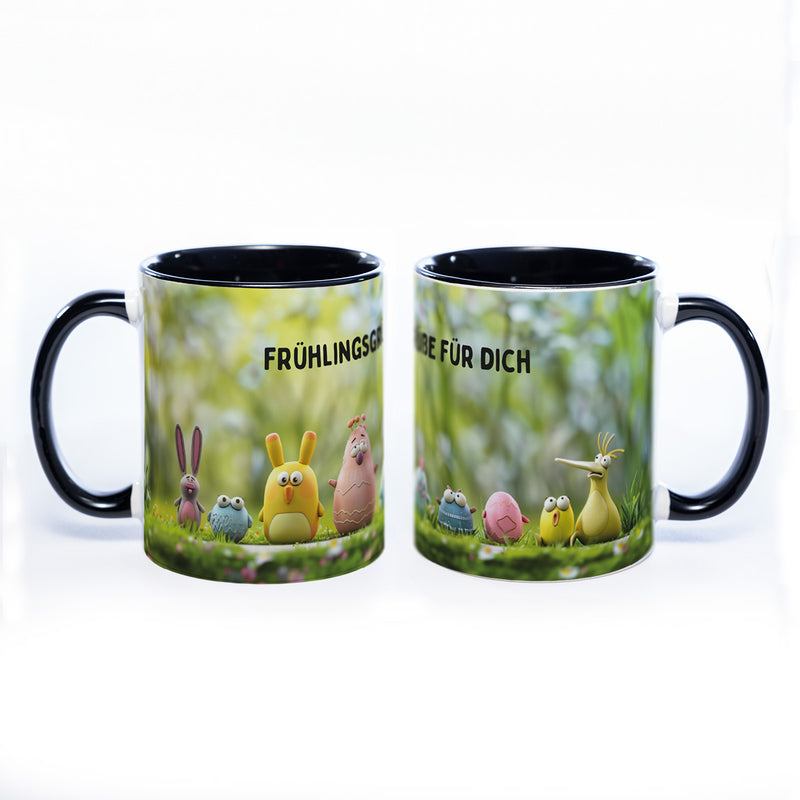 Motiv-Tasse Frühling mit Wunschtext - spülmaschinenfest