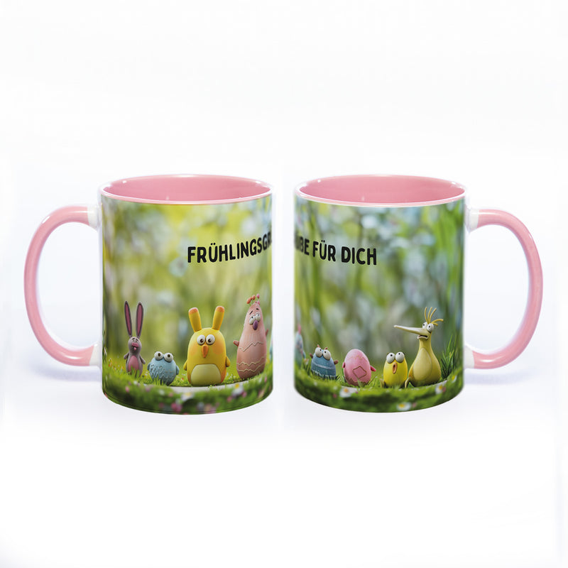 Motiv-Tasse Frühling mit Wunschtext - spülmaschinenfest