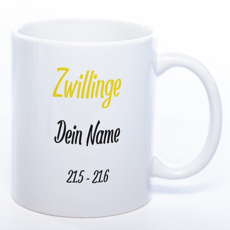 Sternzeichen -Tasse mit Namen und Geburtsdatum - spülmaschinenfest